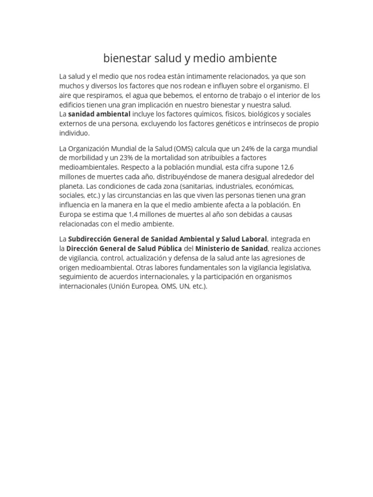 Bienestar: Salud y Medio Ambiente | PDF | La sexualidad humana ...