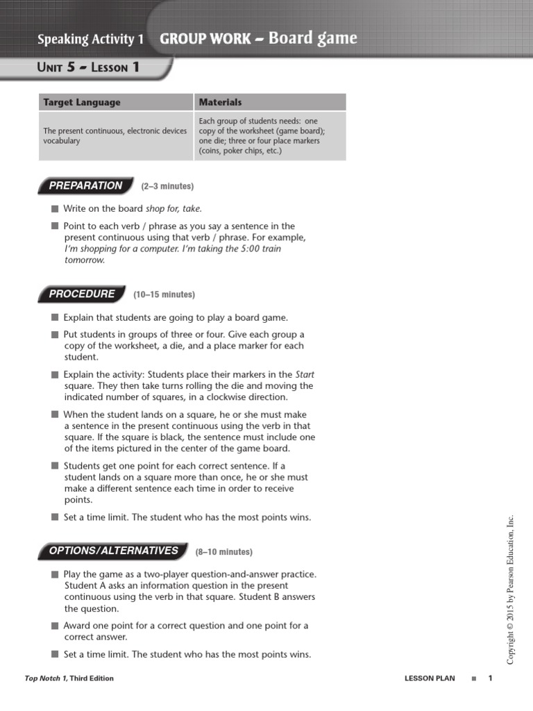 UNIT 05 Speaking Activities | PDF | Crossword | Copyright