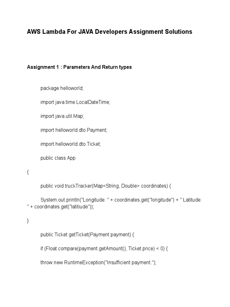 Serverless using aws lambda for java developers assignment solutions