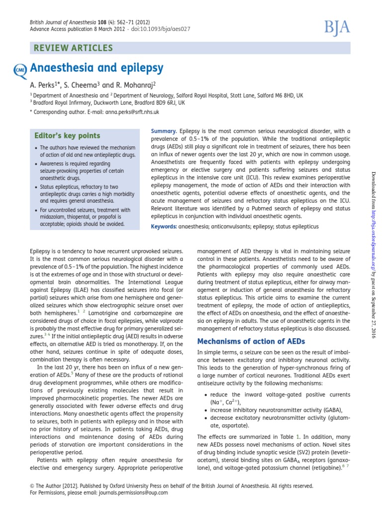Br. J. Anaesth.2012Perks56271 Anesthesia and Epilepsy PDF