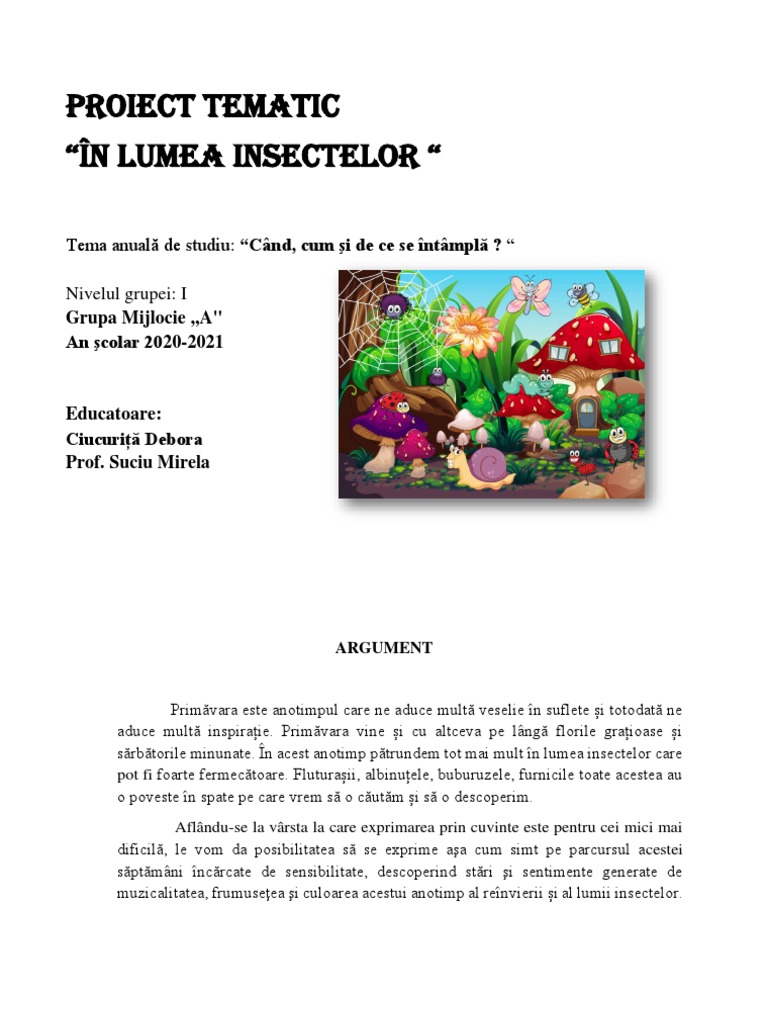 Proiect Tematic Debora În Lumea Insectelor | PDF
