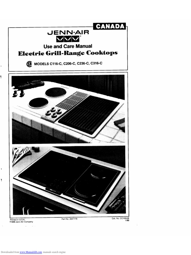 JennAir C300 Series Electric Downdraft Cooktop Manual PDF Cookware