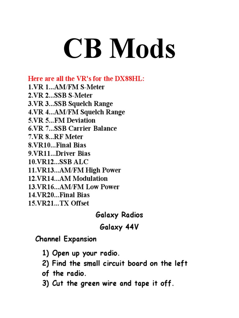 CB Radio Modifications Guide | PDF | Printed Circuit Board | Frequency ...