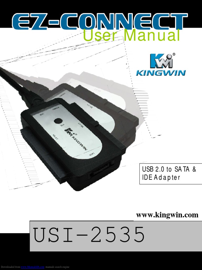 Kingwin USI-2535 USB to SATA/IDE Guide | PDF | Usb | Electrical Connector