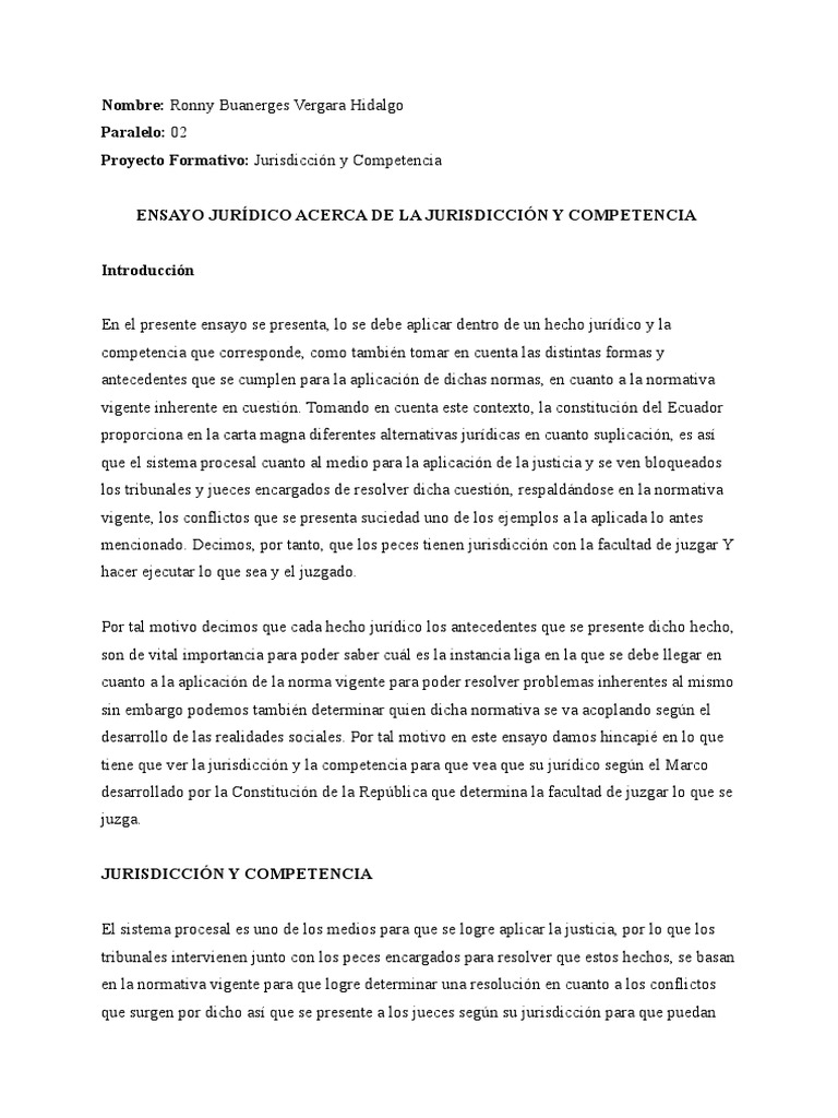 Jurisdicción y Competencia en Ecuador | PDF | Jurisdicción | Debido al ...