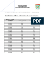 Nota Preliminar Da Prova de Matemática e de Língua Portuguesa