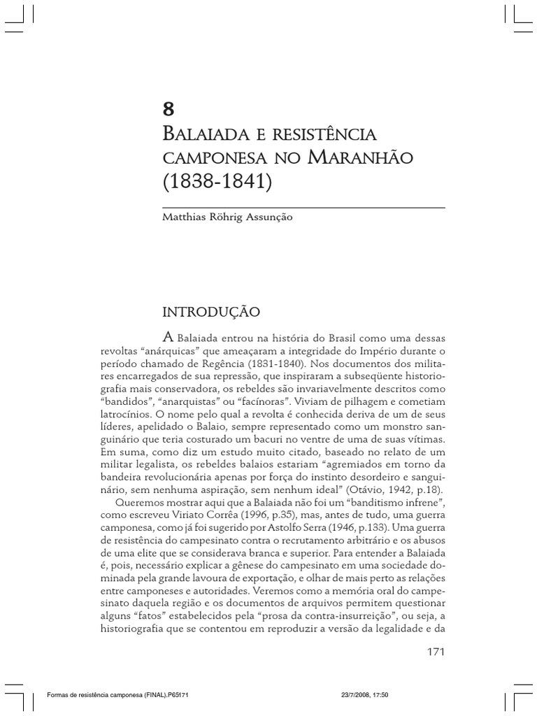 Texto 6 A Revolta Da Balaiada No Maranhão | PDF