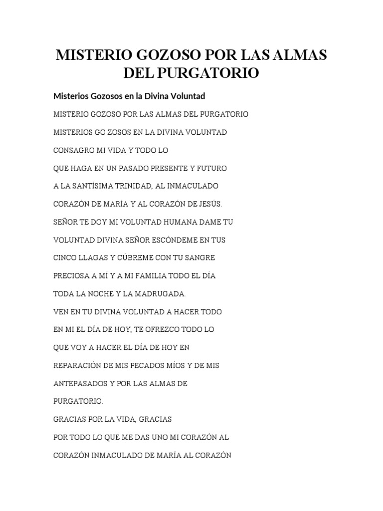 Misterio Gozoso Por Las Almas Del Purgatorio | PDF | María, madre de ...