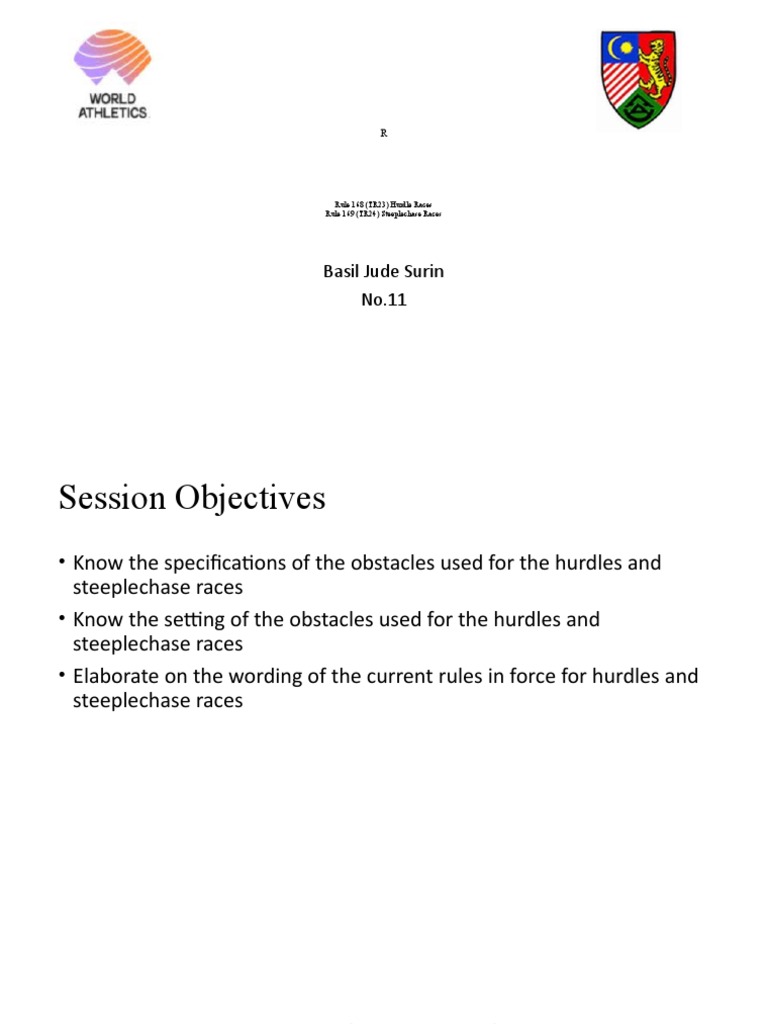 Specifications, Settings, and Rules for Hurdles and Steeplechase Races