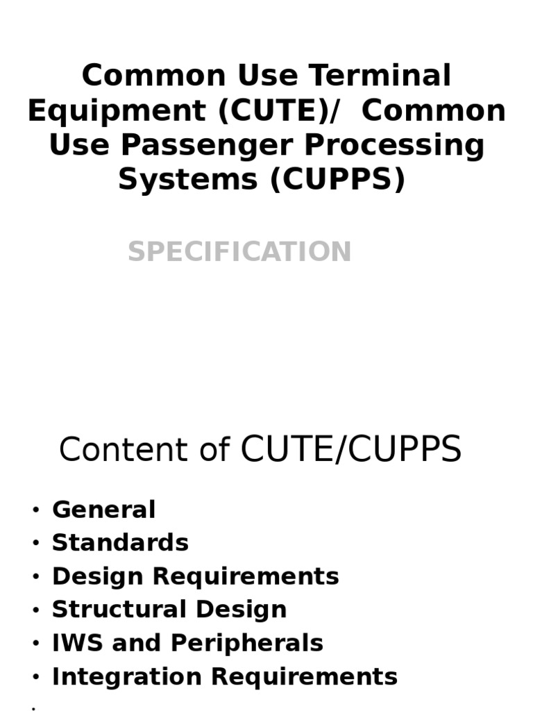 Common Use Terminal Equipment (CUTE) / Common Use Passenger Processing