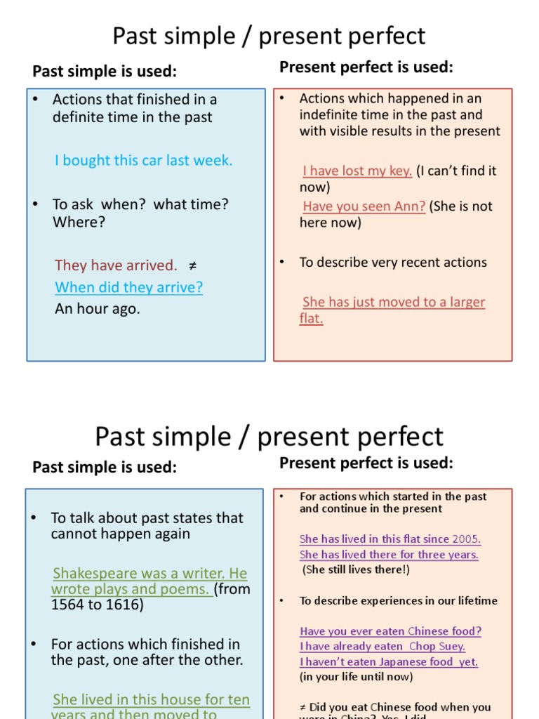 Pasado Simple vs Presente Perfecto | PDF