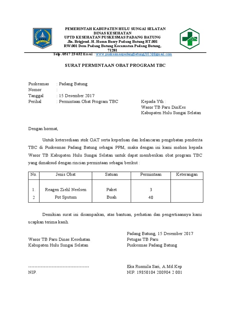 Permintaan Obat Program TBC Puskesmas | PDF | Memasak, Makanan ...