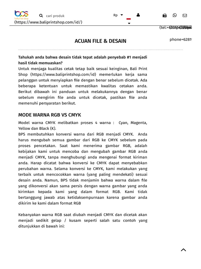 Acuan dasar settingan file dan desain untuk di percetakan bali print