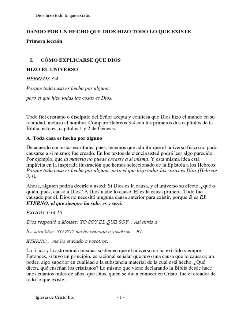 Dios Hizo Todo Lo Que Existe Pdf Jesús Evangelio De Mateo