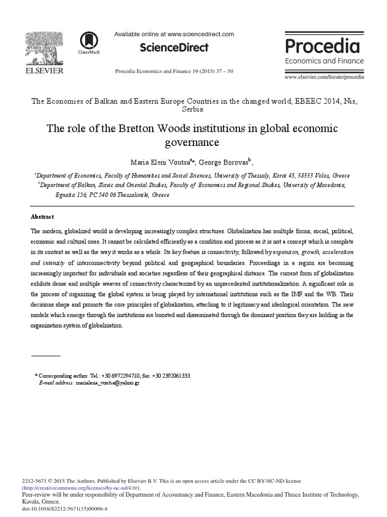 The Role of Bretton Woods Institution in Global Economic Governance ...