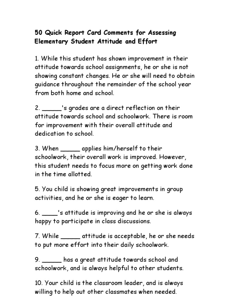 report card comments 2nd grade Kindergarten For Fall, Winter, Spring & End of Year Writting report card comments just
