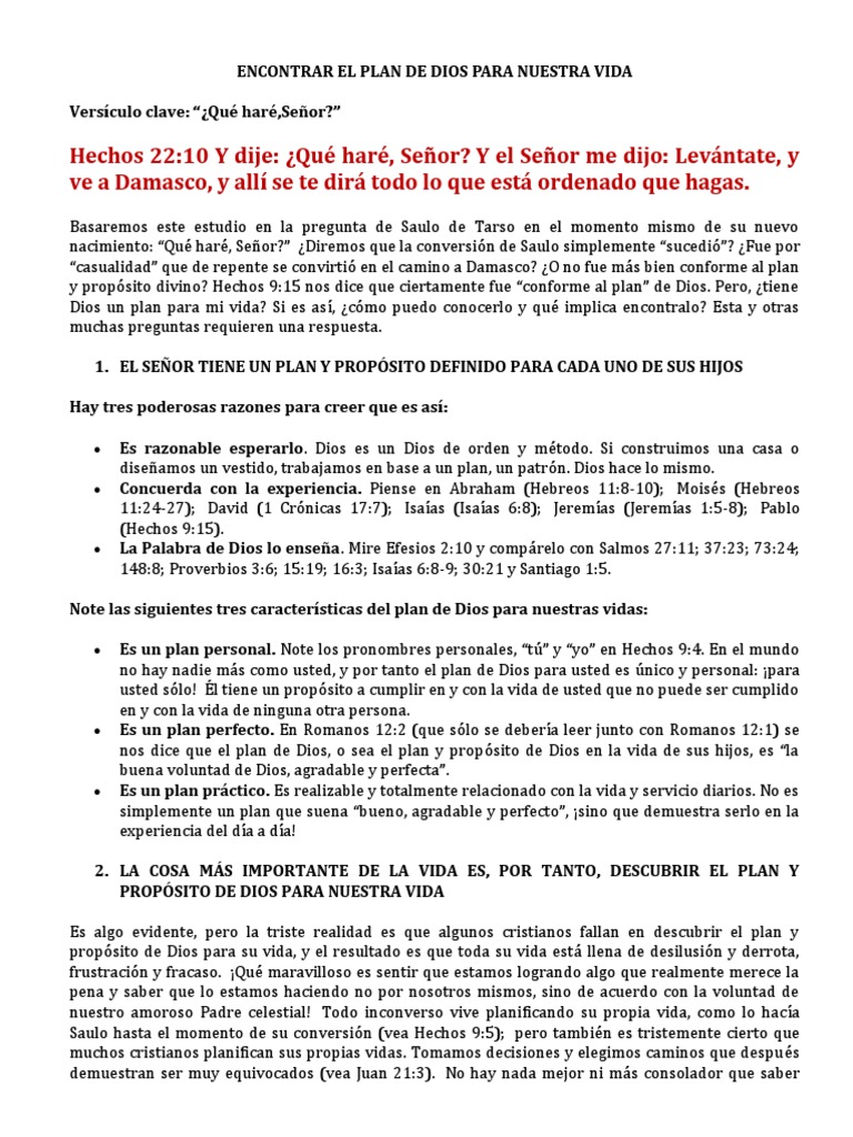 Encontrar El Plan de Dios para Nuestra Vida | PDF | Dios | Pablo el apóstol