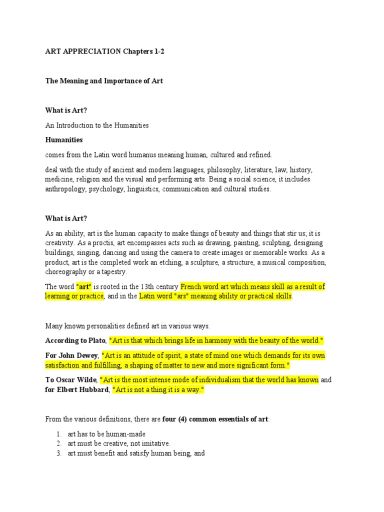 Art Appreciation Chapters 1 5 Reviewer PDF Color Sculpture