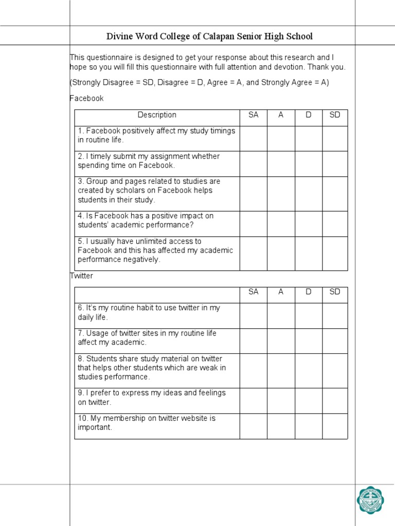 Questionnaire Pdf