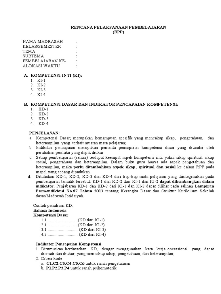 Rancangan Format RPP Microteaching Pgmi 2023 | PDF