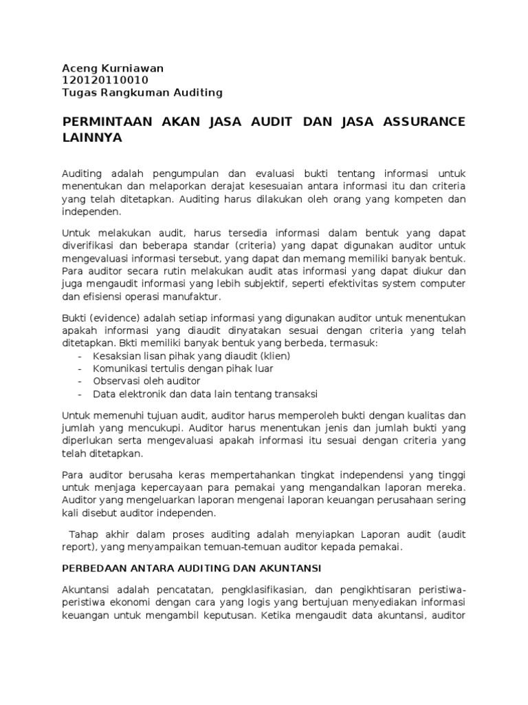 assurance audit adalah