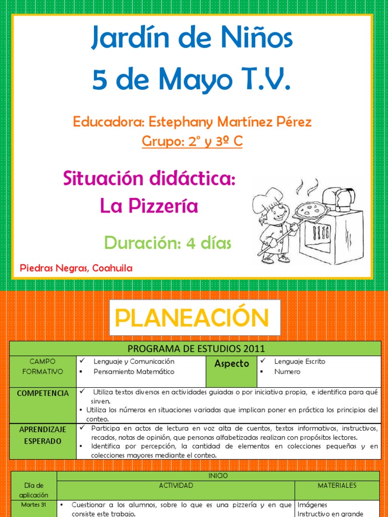 Pizza en el Jardín de Niños | PDF | Pizza