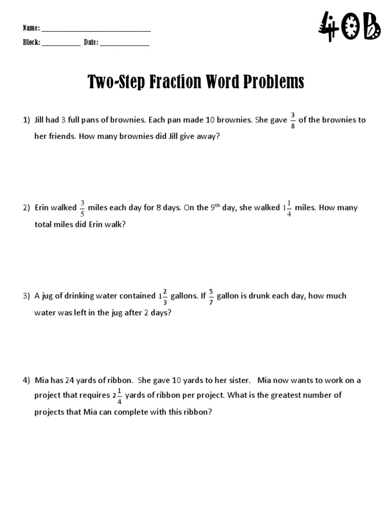 M6 40B - Two Step Fractions | PDF | Foods | Desserts