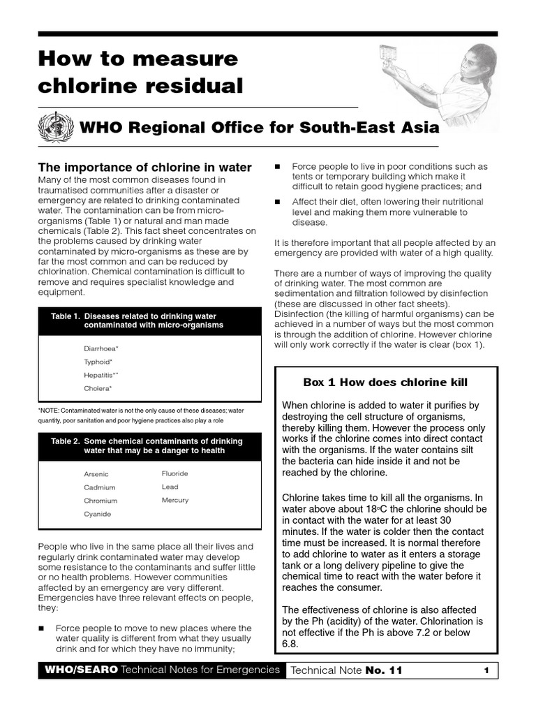 WHO4 How To Measure Chlorine Residual PDF Water Purification Drinking Water