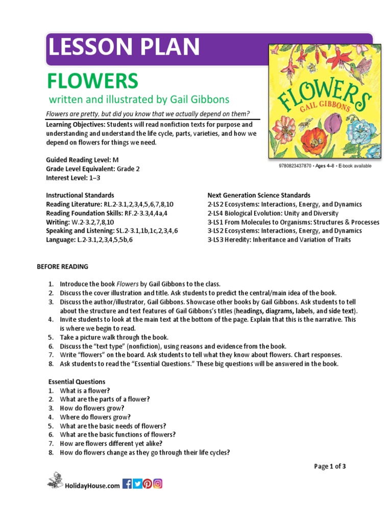 Flowers Lesson Plan PDF Flowers Heredity
