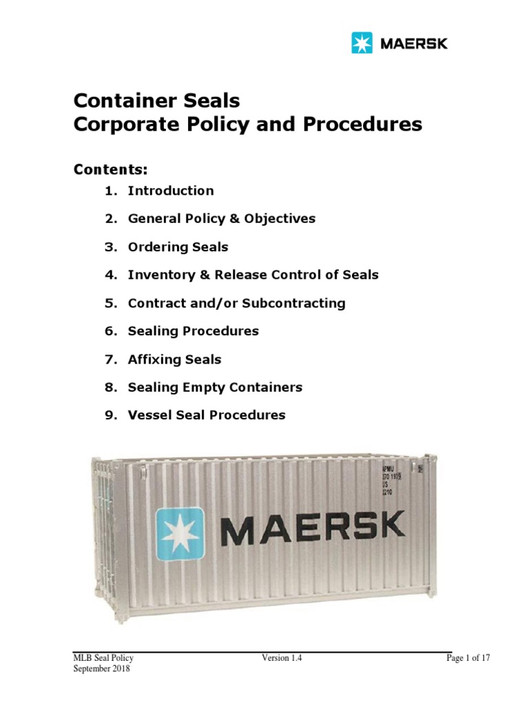 Maersk Seal Policy PDF Invoice Receipt
