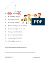 Grade 2 Grammar Worksheet Identify Nouns Sentences 0