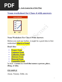 Noun Worksheet For Class 4 With Answers 1