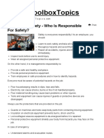 Behavioral Safety - Who Is Responsible For Safety - Safety Toolbox Talks Meeting Topics