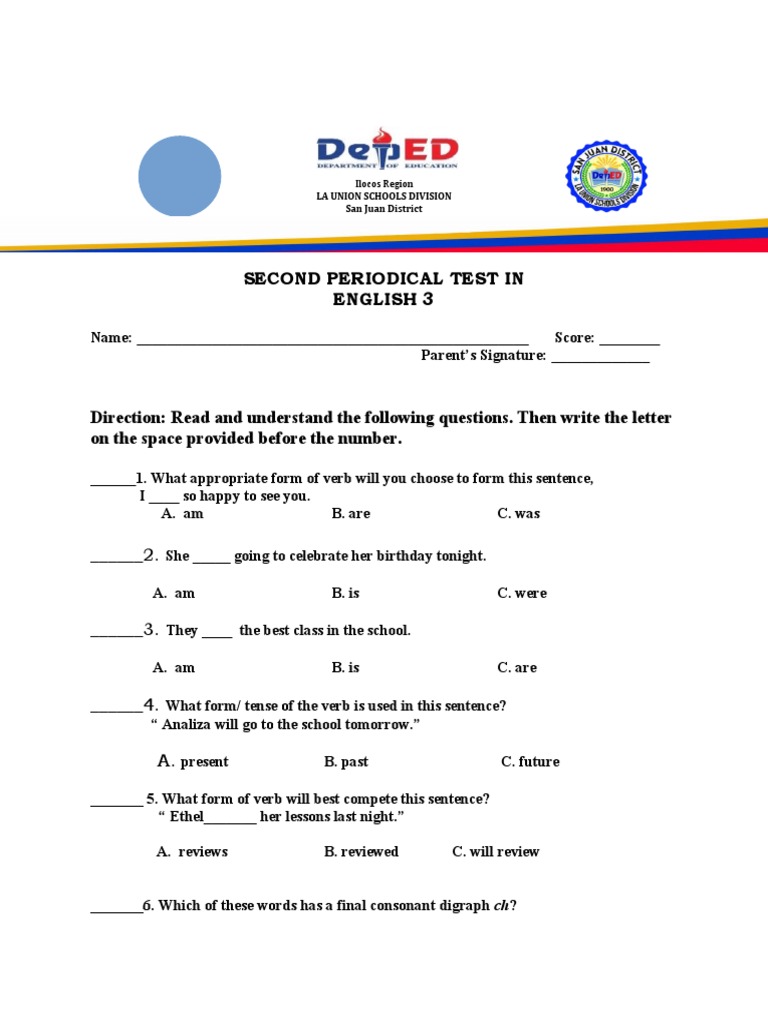 2nd Periodical Test In English Pdf English Language Linguistics