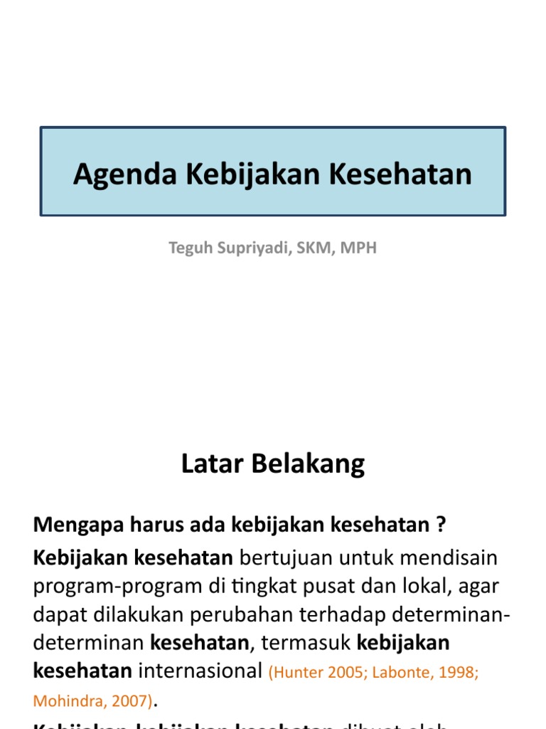 Agenda Kebijakan Kesehatan Pdf