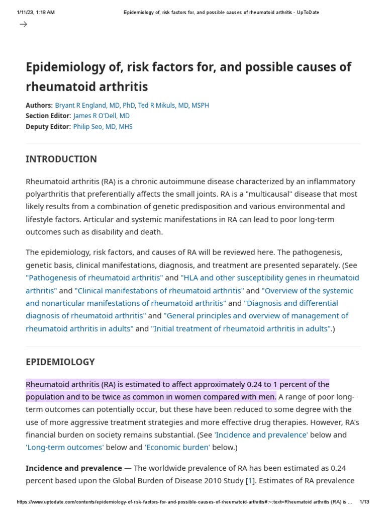Main Causes Of Rheumatoid Arthritis