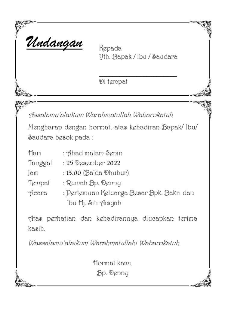 Undangan PERTEMUAN KELUARGA 1 | PDF