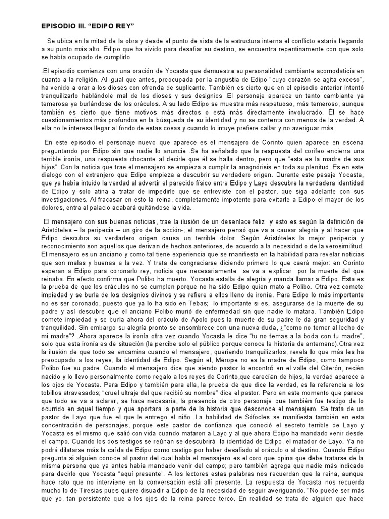 Clímax de Edipo Rey: Verdades Reveladas | PDF | Edipo