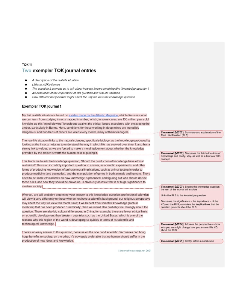 TOK11 TOK Journal Examples Download Free PDF Knowledge Science