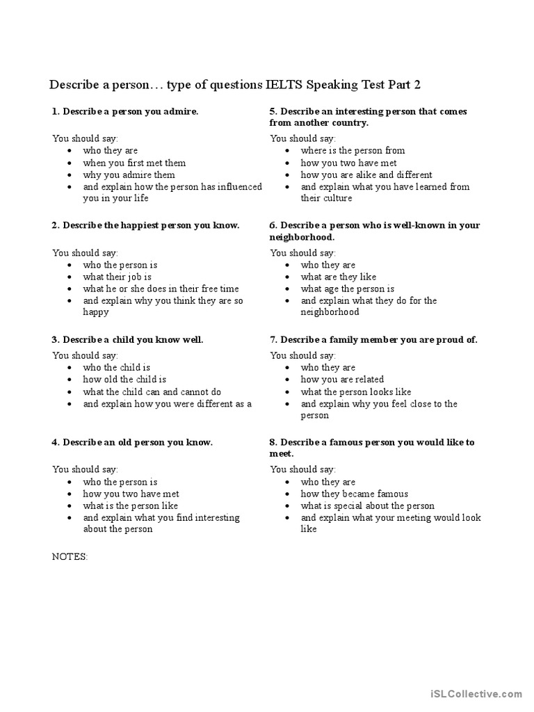 IELTS Speaking Part 2 - Describing People | PDF