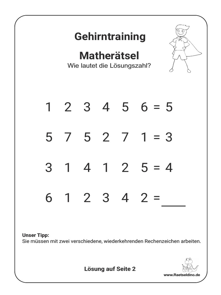 Mathe Rätsel Pdf : Matheaufgaben und Zahlenrätsel zum Ausdrucken – HKRFLS