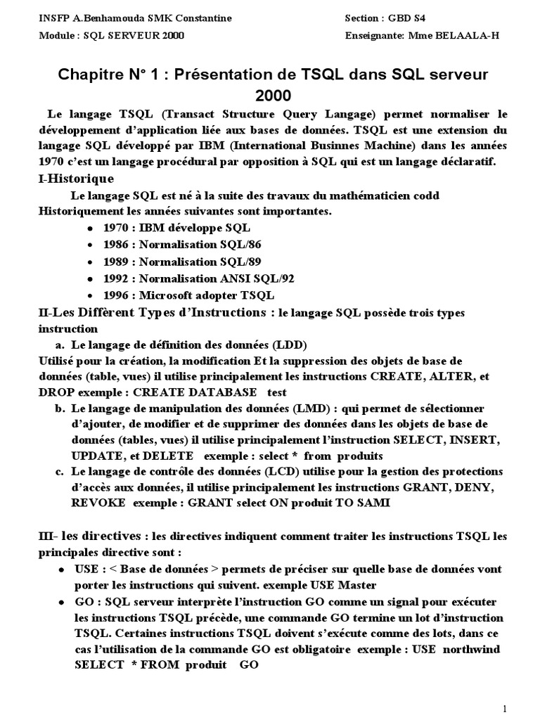 Tsql s4 pdf sql bases de donn es