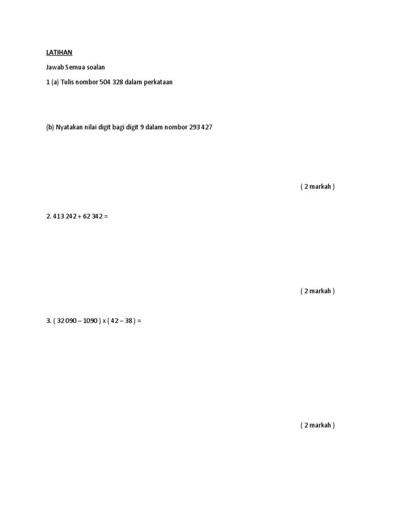 LATIHAN Tahun 5 | PDF