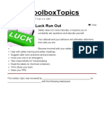 Don't Let Your Luck Run Out - Safety Toolbox Talks Meeting Topics