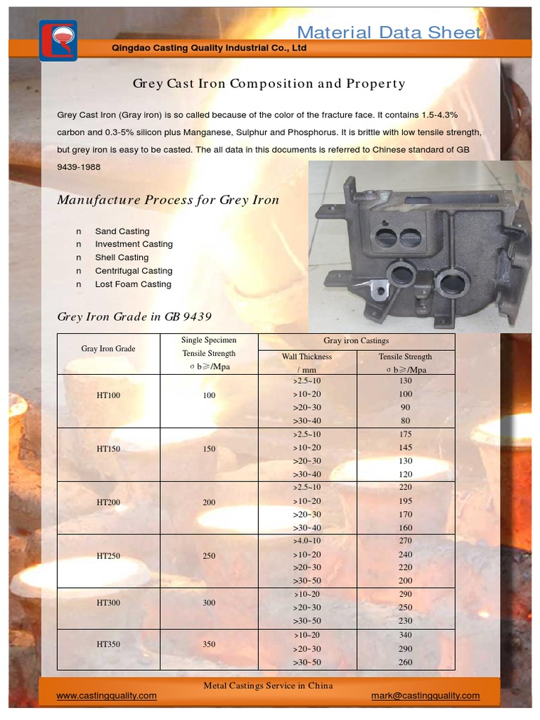 Grey Cast Iron Composition & Properties | PDF | Casting (Metalworking ...