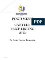 Menu Pricing 2023 GUIDE - Rustic