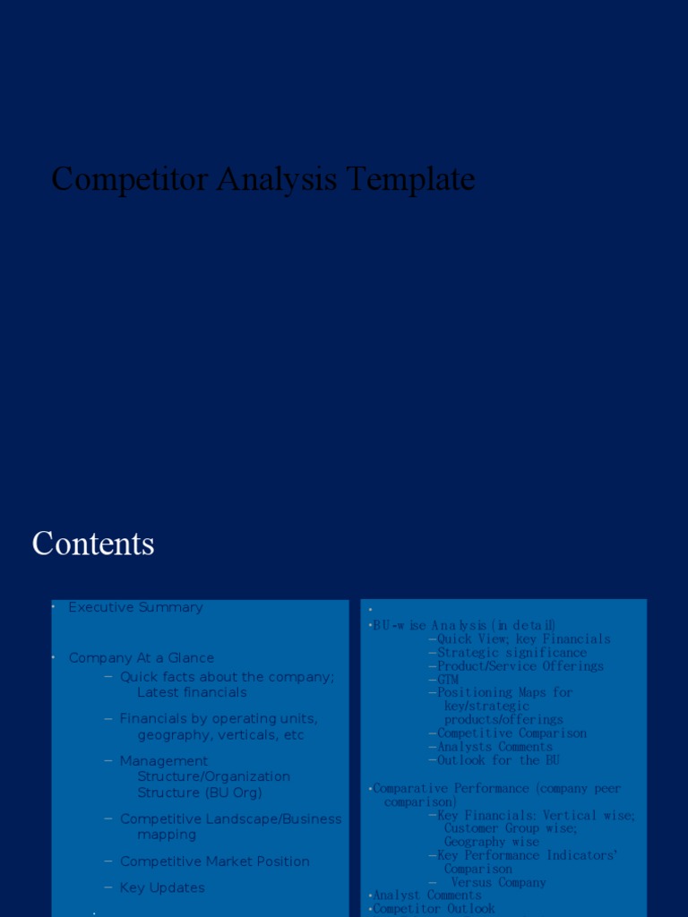 Competitor Profile Template PDF Sap Se Strategic Management