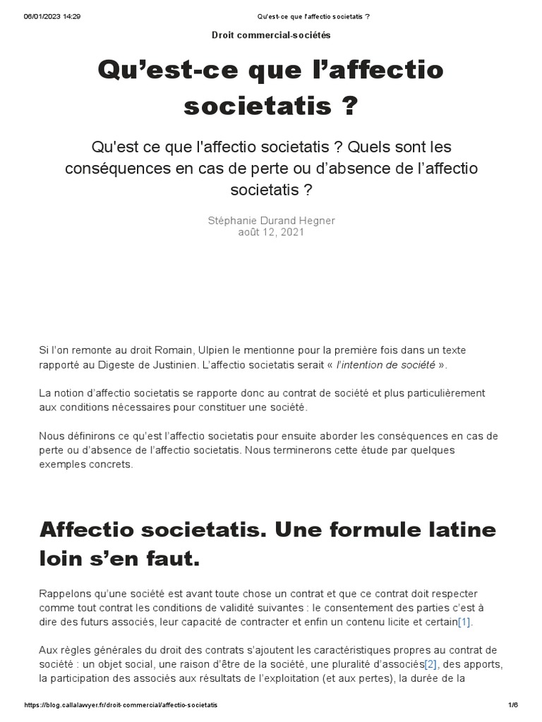 Qu'est-Ce Que L'affectio Societatis | PDF | Justice | Crime et violence
