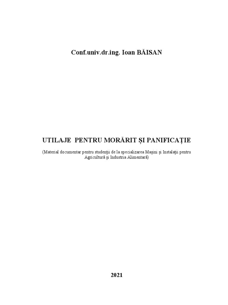 Utilaje Pentru Morarit Si Panificatie | PDF