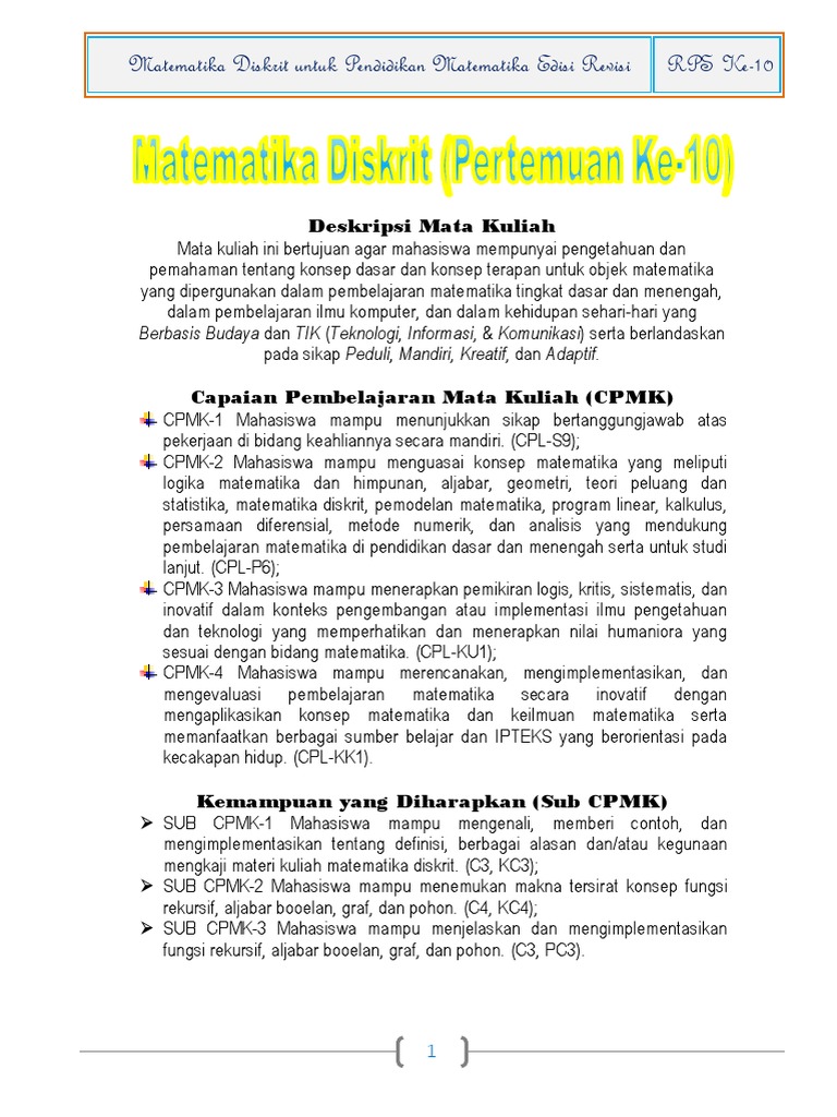 Matematika Diskrit untuk Pendidikan | PDF | Metode & Bahan Ajar